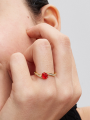 Disney Beauty and the Beast Enchanted Rose Ring - 14k gold plating