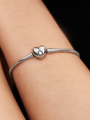 Moments Heart & Snake Chain Bracelet - Sterling silver
