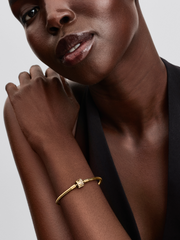 FINAL SALE - Sparkling Barrel Clasp Bangle - 14k gold plating