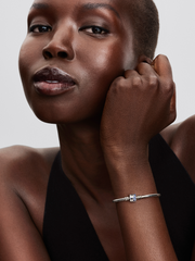 FINAL SALE - Sparkling Barrel Clasp Bangle - Sterling silver