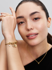 Heart Clasp Snake Chain Bracelet - 14k gold plating