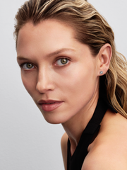 Round Pavé Halo Stud Earrings - Sterling silver