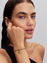 Airplane, Globe & Suitcase Triple Dangle Charm - 14k gold plating