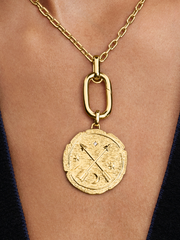 Crossing Arrows Oversized Medallion Charm - 14k gold plating