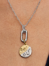 Sun and Moon Medallion Charm - Sterling silver, 14k gold plating