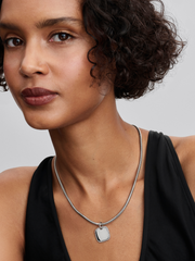 Engravable Square Tag Pendant - Sterling silver
