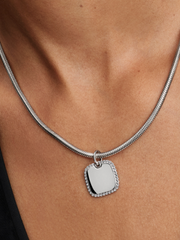 Engravable Square Tag Pendant - Sterling silver