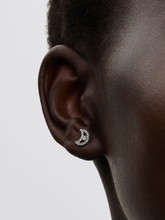 Sparkling Moon Stud Earrings - Sterling silver