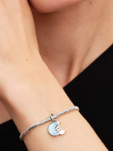 Crescent Moon Double Dangle Charm - Sterling silver