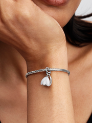 Snowdrop Flower Dangle Charm - Sterling silver