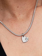 April Engravable Heart Clear Stone Dangle Charm - Sterling silver