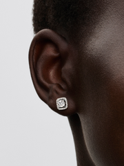 Square Halo Stud Earrings - Sterling silver