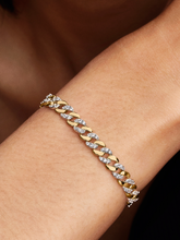 Two-tone Pavé Cuban Chain Bracelet - Sterling silver, 14k gold plating