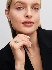 Square Sparkle Halo Stud Earrings - Sterling silver