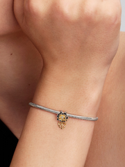 Disney Princess Tiana Water Lily Lab-grown Diamond Charm - 0.012 ct TW, Sterling silver, 14k gold plating