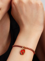Red Fire Horse Murano Glass Dangle Charm - 14k gold plating