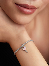 Opalescent Heart Key Dangle Charm - Sterling silver