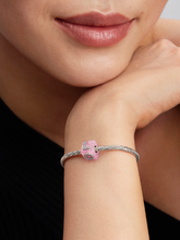 Pink Murano Glass Love Cube Charm - Sterling silver