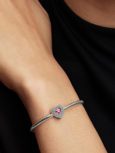 Sparkling Leveled Hearts Charm - Sterling silver