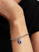 Engravable Evil Eye Murano Glass Mini Dangle Charm - Sterling silver