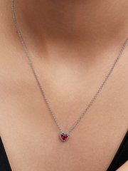 Elevated Red Heart Collier Necklace - Sterling silver