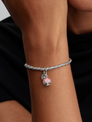 Two-Tone Blooming Flower Dangle Charm - Sterling silver