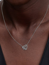 Entwined Heart & Butterfly Pendant Necklace - Sterling silver
