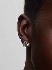 Entwined Heart & Butterfly Stud Earrings - Sterling silver