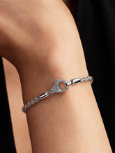 Pavé Clasp Foxtail Chain Charm Bracelet - Sterling silver