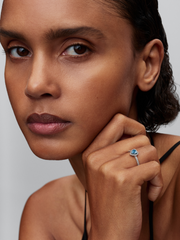 Elevated Light Blue Heart Ring - Sterling silver