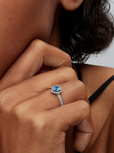 Elevated Light Blue Heart Ring - Sterling silver