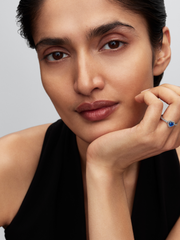 Elevated Princess Blue Heart Ring - Sterling silver