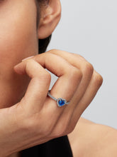 Elevated Princess Blue Heart Ring - Sterling silver
