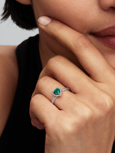 Elevated Royal Green Heart Ring - Sterling silver