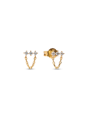 Pandora Era Lab-Grown Diamond Trio Chain Stud Earrings - 0.13 ct TW, 14k gold