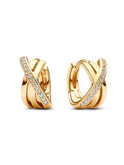 Crossover Pavé Hoop Earrings - 14k gold plating