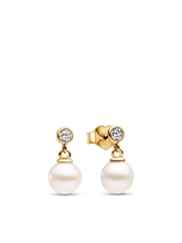 Treated Freshwater Cultured Pearl & Stone Drop Earrings - 14k gold plating