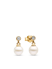 Treated Freshwater Cultured Pearl & Stone Drop Earrings - 14k gold plating