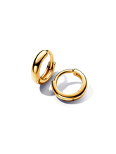 Round Huggie Hoop Earrings - 14k gold plating