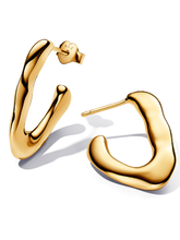Organically V-shaped Open Hoop Earrings - 14k gold plating