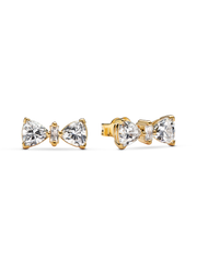 Sparkling Bow Stud Earrings - 14k gold plating