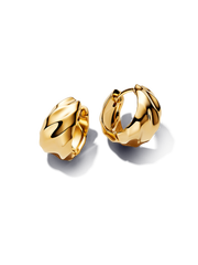 Rippled Hoop Earrings - 14k gold plating