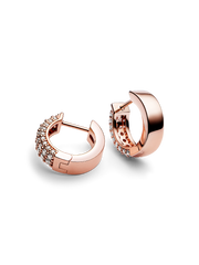 Pandora Timeless Pavé Double-row Hoop Earrings - 14k rose gold plating