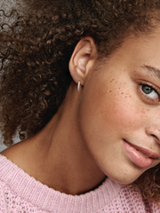Pavé Heart Hoop Earrings - 14k rose gold plating