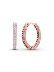 FINAL SALE - Sparkle and Hearts Hoop Earrings - 14k rose gold plating
