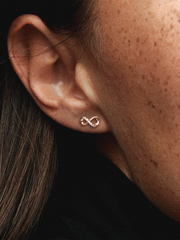 FINAL SALE - Sparkling Infinity Stud Earrings - 14k rose gold plating