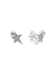 Sparkling Asymmetric Stars Stud Earrings - Sterling silver