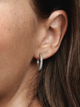 Sparkle and Pandora Logo Hoop Earrings - Sterling silver
