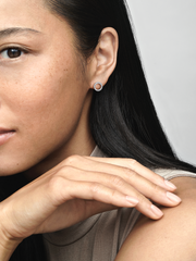 Sparkling Circle Stud Earrings - Sterling silver