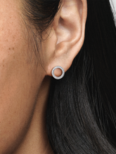 Sparkling Circle Stud Earrings - Sterling silver